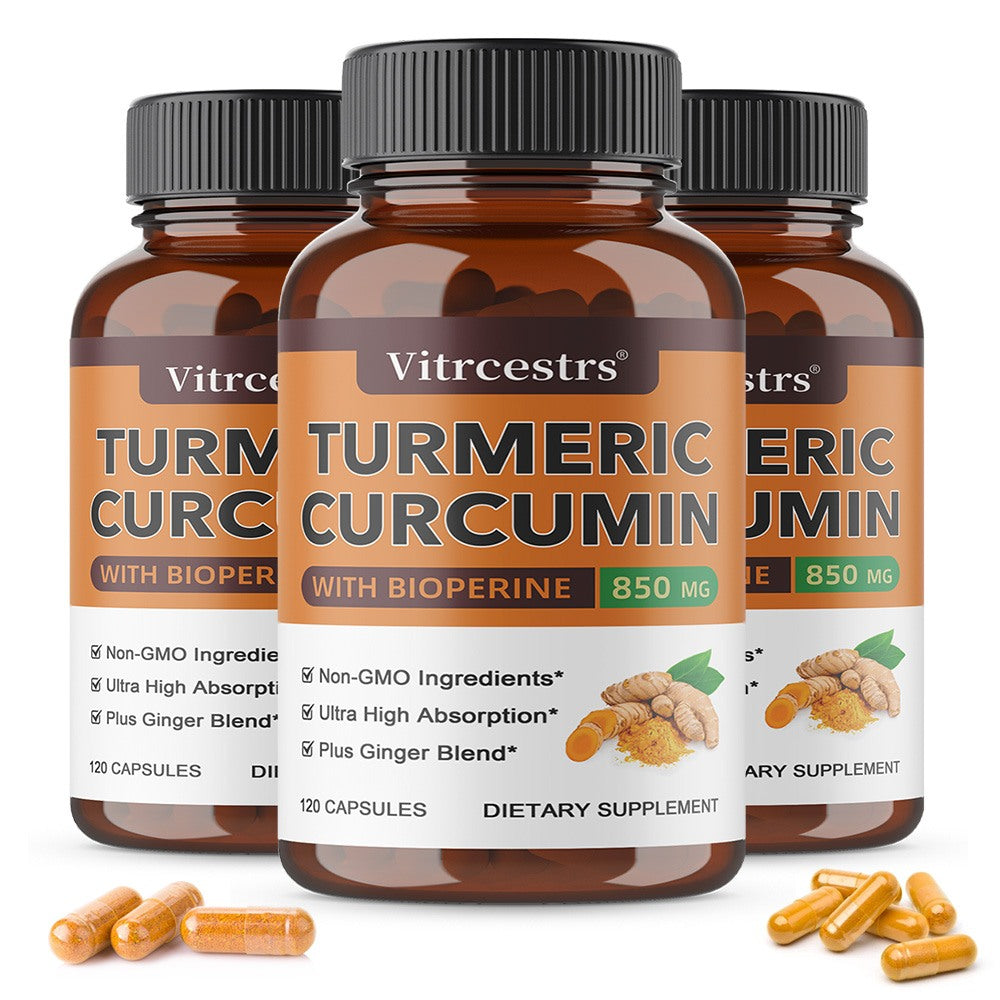 Vitrcestrs® Turmeric Curcumin 850mg with BioPerine & Ginger | Joint & Antioxidant Support