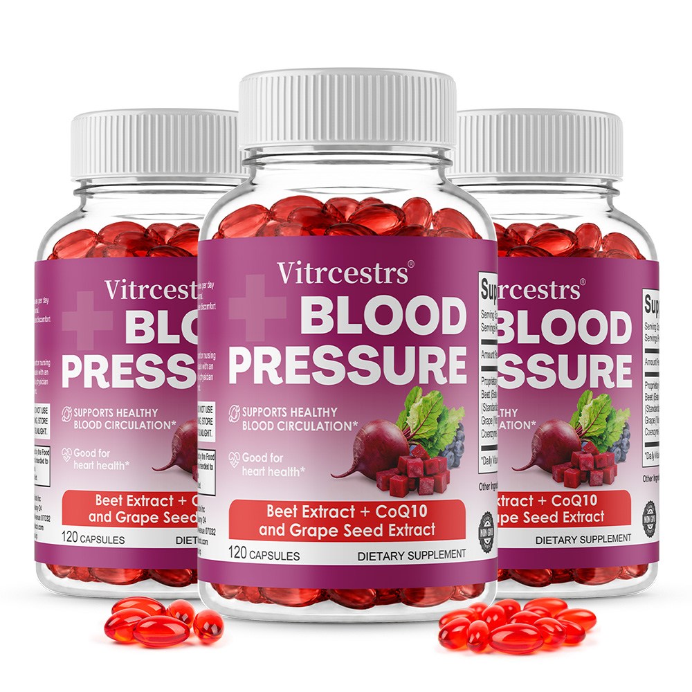 Vitrcestrs® Blood Pressure Support 120 Capsules | Beet Extract, CoQ10 & Grape Seed Extract