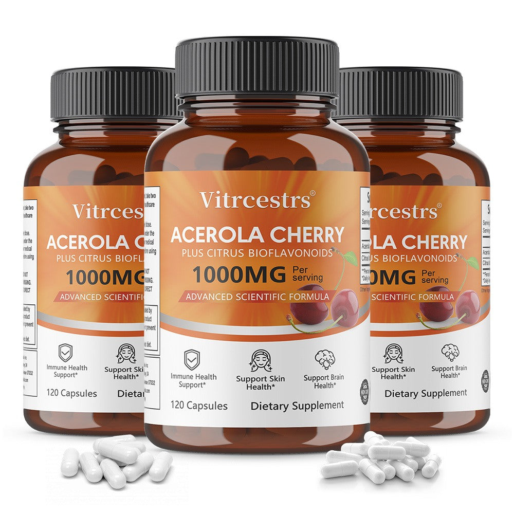 Vitrcestrs® Acerola Cherry Plus Citrus Bioflavonoids 1000mg | Immune, Skin & Brain Support