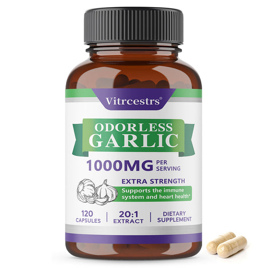 Vitrcestrs® Odorless Garlic 1000mg Extra Strength | 20:1 Extract Immune & Heart Support