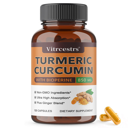 Vitrcestrs® Turmeric Curcumin 850mg with BioPerine & Ginger | Joint & Antioxidant Support