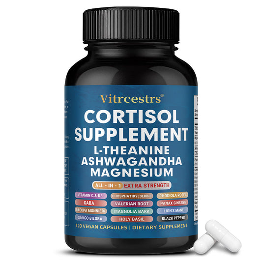 Vitrcestrs® Extra Strength Cortisol Health Supplement – Premium Herbal Complex with L-Theanine & Ashwagandha for Mood, Anxiety & Sleep Support