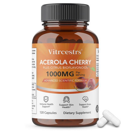 Vitrcestrs® Acerola Cherry Plus Citrus Bioflavonoids 1000mg | Immune, Skin & Brain Support