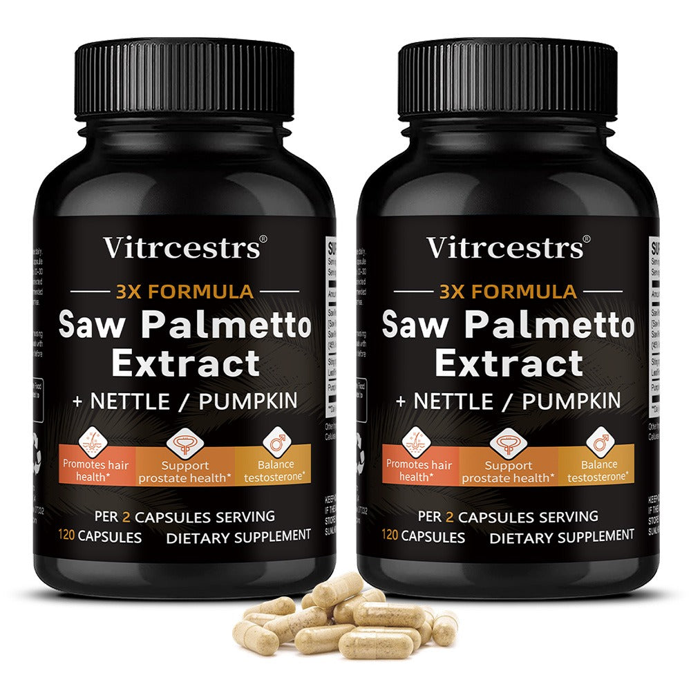 Vitrcestrs® Saw Palmetto Extract 3X Formula | Prostate, Hair & Testosterone Support