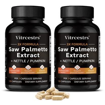 Vitrcestrs® Saw Palmetto Extract 3X Formula | Prostate, Hair & Testosterone Support