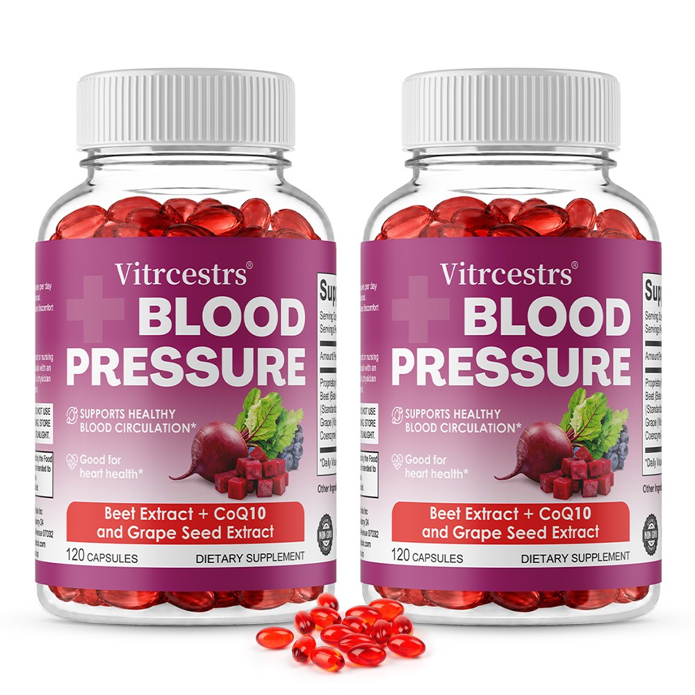 Vitrcestrs® Blood Pressure Support 120 Capsules | Beet Extract, CoQ10 & Grape Seed Extract