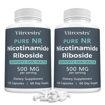Vitrcestrs® Pure NR Nicotinamide Riboside 500mg | Cellular Energy & Skin Health Capsules