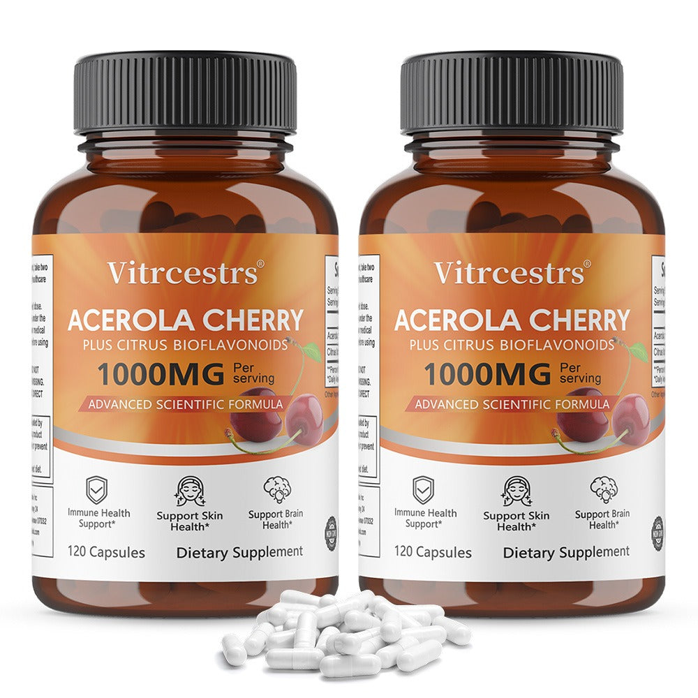 Vitrcestrs® Acerola Cherry Plus Citrus Bioflavonoids 1000mg | Immune, Skin & Brain Support