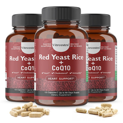 Vitrcestrs® Red Yeast Rice + CoQ10 Capsules | Heart & Healthy Cholesterol Support