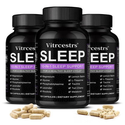 Vitrcestrs® Sleep 10-in-1 Support Capsules | Advanced Healthy Sleep Cycle Formula