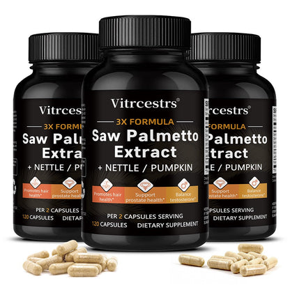 Vitrcestrs® Saw Palmetto Extract 3X Formula | Prostate, Hair & Testosterone Support