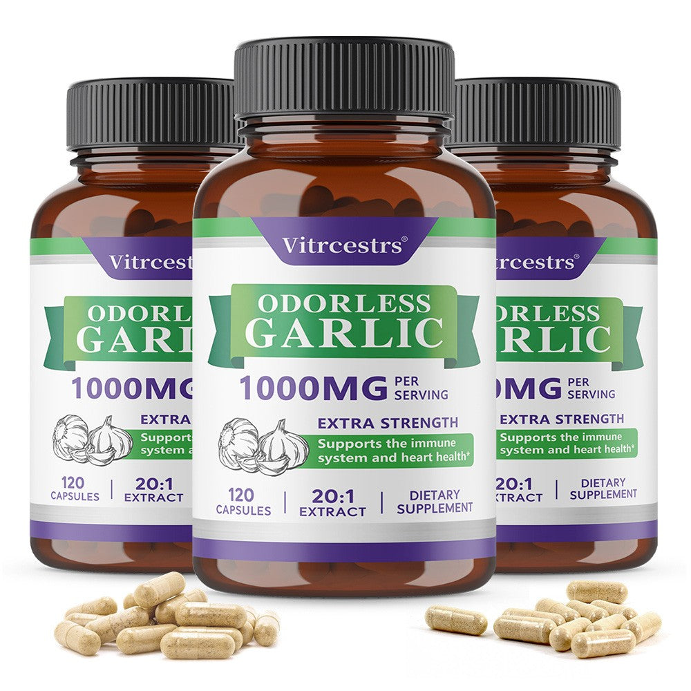 Vitrcestrs® Odorless Garlic 1000mg Extra Strength | 20:1 Extract Immune & Heart Support