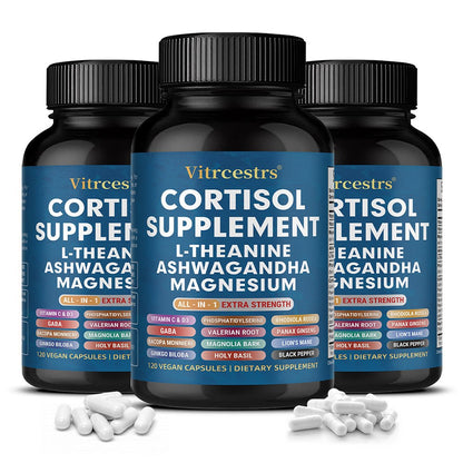 Vitrcestrs® Extra Strength Cortisol Health Supplement – Premium Herbal Complex with L-Theanine & Ashwagandha for Mood, Anxiety & Sleep Support