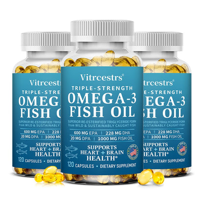 Vitrcestrs® Triple-Strength Omega-3 Fish Oil 1000mg | Heart & Brain Health Support