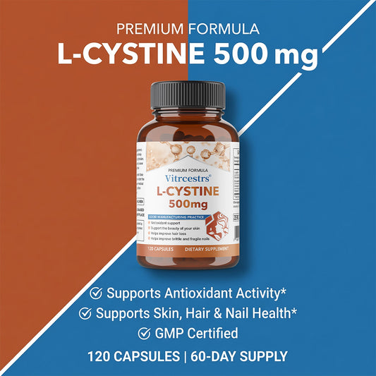 Vitrcestrs® L-Cystine 500mg Premium Formula | Skin, Hair & Nail Beauty Capsules