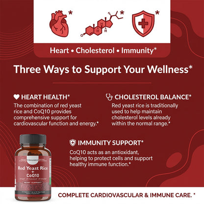 Vitrcestrs® Red Yeast Rice + CoQ10 Capsules | Heart & Healthy Cholesterol Support